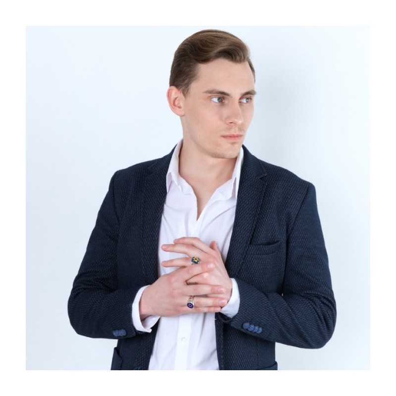 טבעת מצופה כסף סטרלינג ומצופה זהב עם כוכב... | טבעות יהודיות